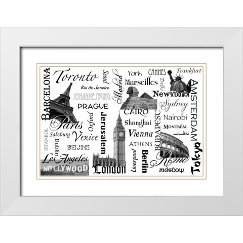 World Tour White Modern Wood Framed Art Print with Double Matting by Stimson, Diane