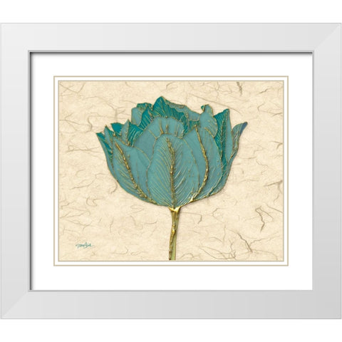 Tulip 1 White Modern Wood Framed Art Print with Double Matting by Stimson, Diane