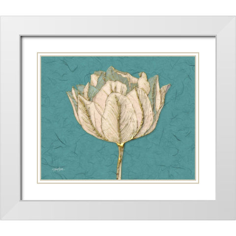 Tulip 1 White Modern Wood Framed Art Print with Double Matting by Stimson, Diane