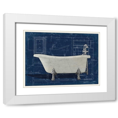 Bath Blues 1 White Modern Wood Framed Art Print with Double Matting by Stimson, Diane