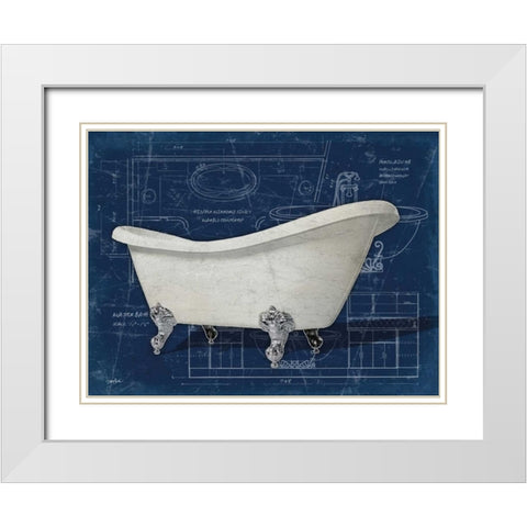 Bath Blues 2 White Modern Wood Framed Art Print with Double Matting by Stimson, Diane
