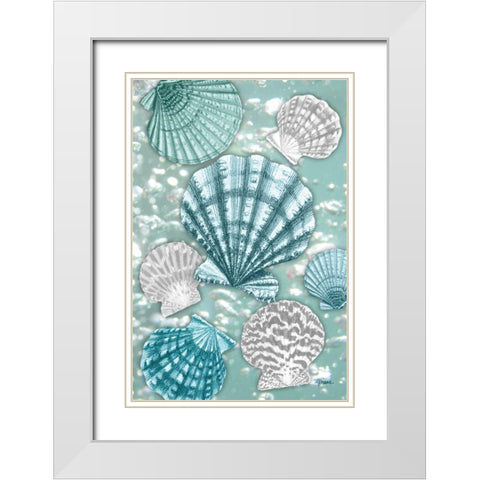 Scallop Bubbles White Modern Wood Framed Art Print with Double Matting by Stimson, Diane