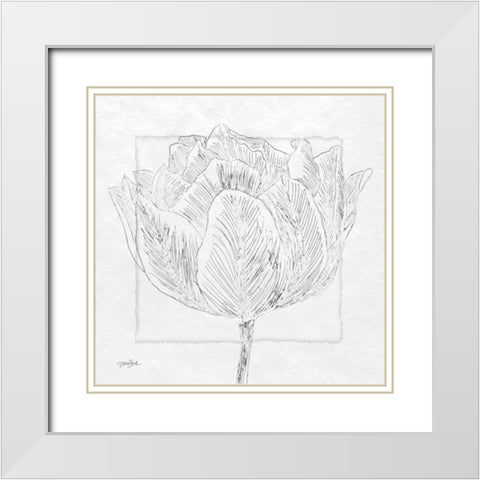 Tulipa 1 White Modern Wood Framed Art Print with Double Matting by Stimson, Diane