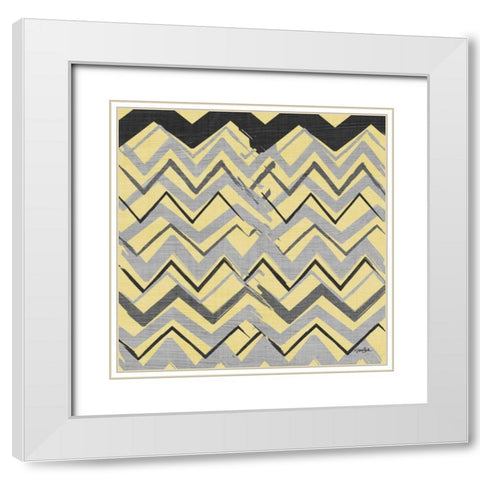 Yel Gray Stripes 1 White Modern Wood Framed Art Print with Double Matting by Stimson, Diane