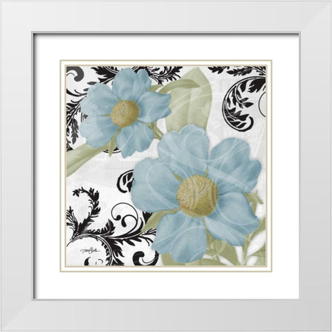 Dillenia Blue White Modern Wood Framed Art Print with Double Matting by Stimson, Diane