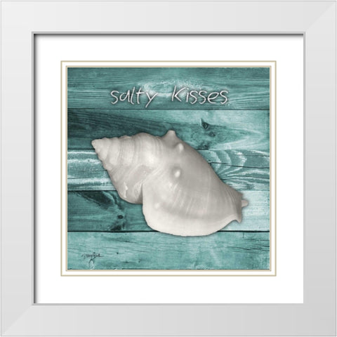 Salty Kisses Aqua Boards White Modern Wood Framed Art Print with Double Matting by Stimson, Diane