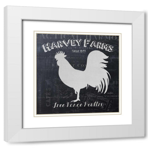 Chalkboard Poultry White Modern Wood Framed Art Print with Double Matting by Stimson, Diane