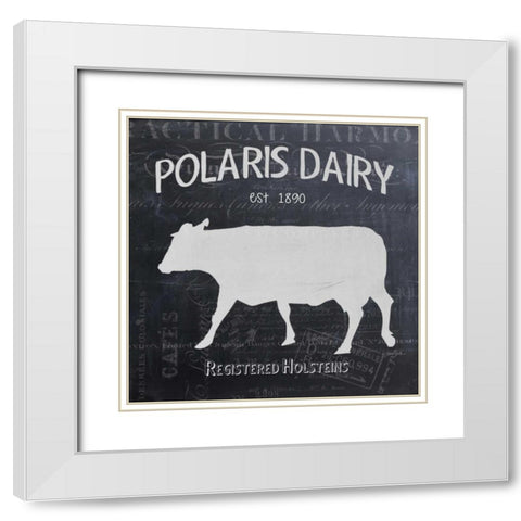Chalkboard Cow White Modern Wood Framed Art Print with Double Matting by Stimson, Diane