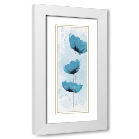 Blue Poppies 1 White Modern Wood Framed Art Print with Double Matting by Stimson, Diane