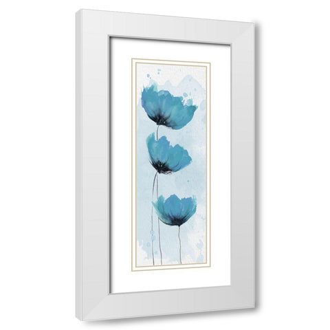 Blue Poppies 2 White Modern Wood Framed Art Print with Double Matting by Stimson, Diane