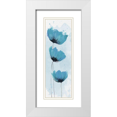 Blue Poppies 2 White Modern Wood Framed Art Print with Double Matting by Stimson, Diane