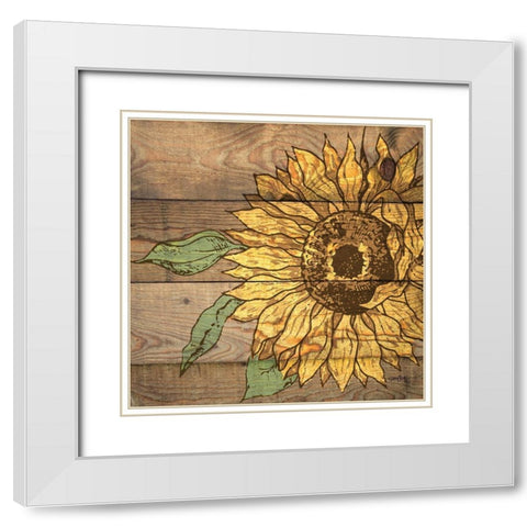 Rustic Sunflower 1 White Modern Wood Framed Art Print with Double Matting by Stimson, Diane