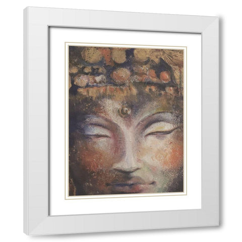 Buddha Neutral Close-Up White Modern Wood Framed Art Print with Double Matting by Debs, Emma Catherine