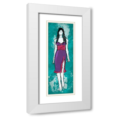Runway Model on Teal White Modern Wood Framed Art Print with Double Matting by Rodriquez Jr, Enrique