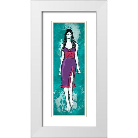 Runway Model on Teal White Modern Wood Framed Art Print with Double Matting by Rodriquez Jr, Enrique