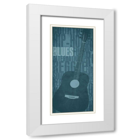 Blues White Modern Wood Framed Art Print with Double Matting by Rodriquez Jr, Enrique