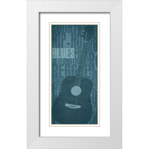 Blues White Modern Wood Framed Art Print with Double Matting by Rodriquez Jr, Enrique