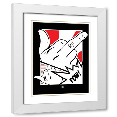 POW! White Modern Wood Framed Art Print with Double Matting by Rodriquez Jr, Enrique