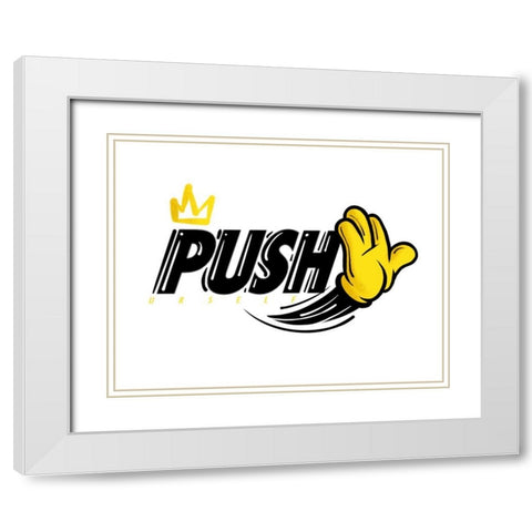 Push Urself Two White Modern Wood Framed Art Print with Double Matting by Rodriquez Jr, Enrique