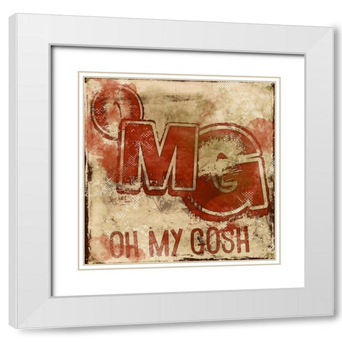 OMG B White Modern Wood Framed Art Print with Double Matting by Rodriquez Jr, Enrique
