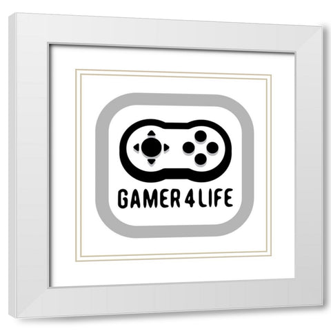 Gamer Life White Modern Wood Framed Art Print with Double Matting by Rodriquez Jr, Enrique