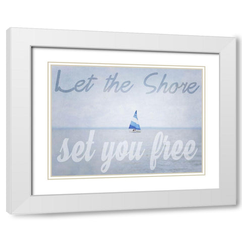 Shore Be Free White Modern Wood Framed Art Print with Double Matting by Urquhart, Elizabeth