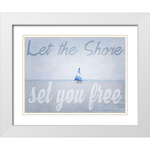Shore Be Free White Modern Wood Framed Art Print with Double Matting by Urquhart, Elizabeth