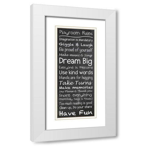 Playroom Rules Chalkwhite White Modern Wood Framed Art Print with Double Matting by Gibbons, Lauren
