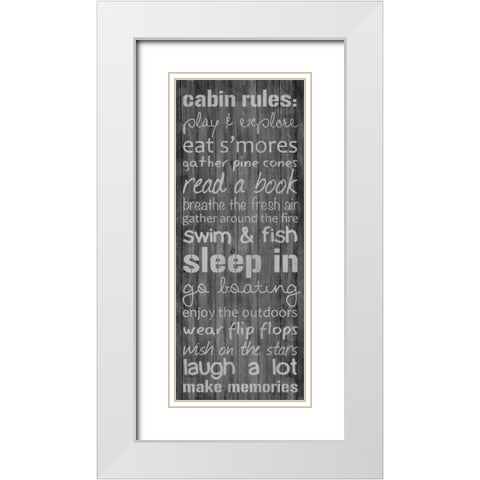 Cabin Rules White Modern Wood Framed Art Print with Double Matting by Gibbons, Lauren