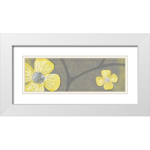 Yellow Flowers 1 White Modern Wood Framed Art Print with Double Matting by Gibbons, Lauren