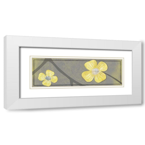 Yellow Flowers 2 White Modern Wood Framed Art Print with Double Matting by Gibbons, Lauren
