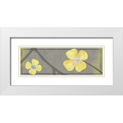 Yellow Flowers 2 White Modern Wood Framed Art Print with Double Matting by Gibbons, Lauren