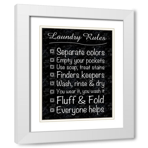 Laundry Rules White Modern Wood Framed Art Print with Double Matting by Gibbons, Lauren