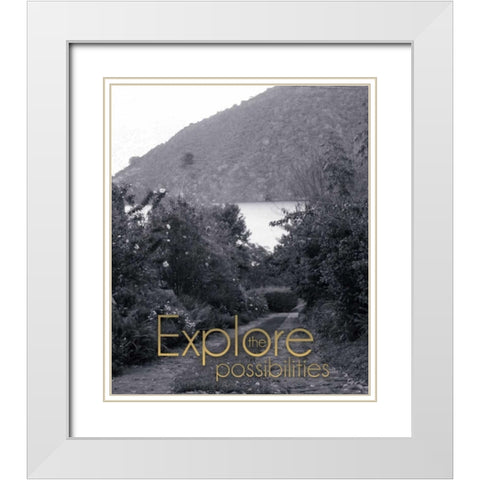 Explore The Possibilities BW 4 White Modern Wood Framed Art Print with Double Matting by Gibbons, Lauren