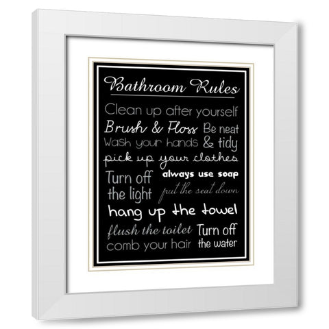 Bath Rules Blk 2 White Modern Wood Framed Art Print with Double Matting by Gibbons, Lauren