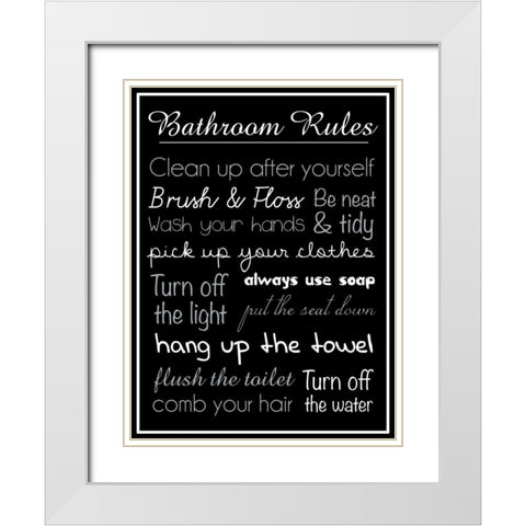 Bath Rules Blk 2 White Modern Wood Framed Art Print with Double Matting by Gibbons, Lauren