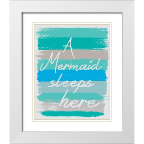 Mermaid Sleep White Modern Wood Framed Art Print with Double Matting by Gibbons, Lauren