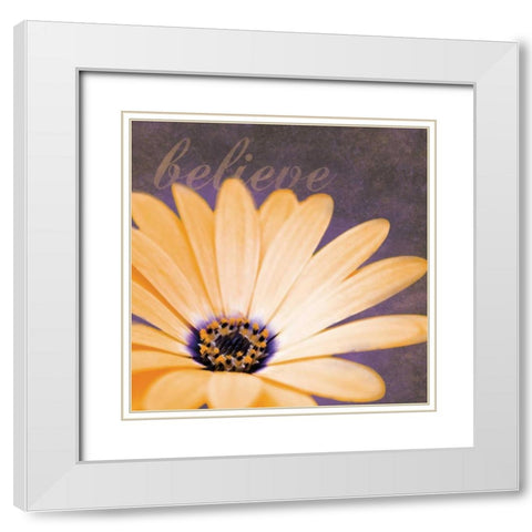 Believe Flower White Modern Wood Framed Art Print with Double Matting by Gibbons, Lauren