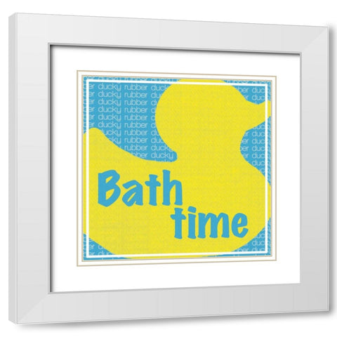 Bath Time Ducky White Modern Wood Framed Art Print with Double Matting by Gibbons, Lauren