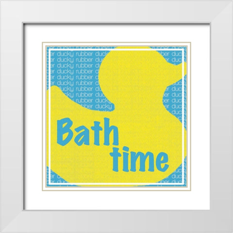Bath Time Ducky White Modern Wood Framed Art Print with Double Matting by Gibbons, Lauren