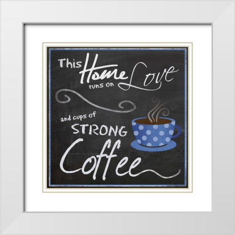 Blue Poka Cup White Modern Wood Framed Art Print with Double Matting by Gibbons, Lauren