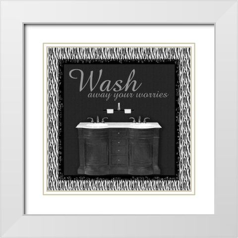 Sink Zebra B White Modern Wood Framed Art Print with Double Matting by Gibbons, Lauren