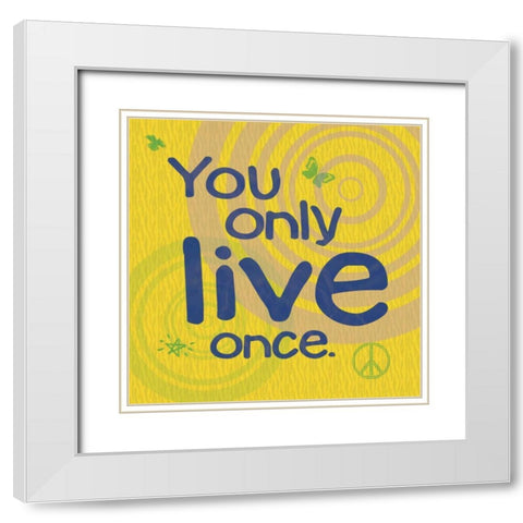 YOLO Yellow White Modern Wood Framed Art Print with Double Matting by Gibbons, Lauren
