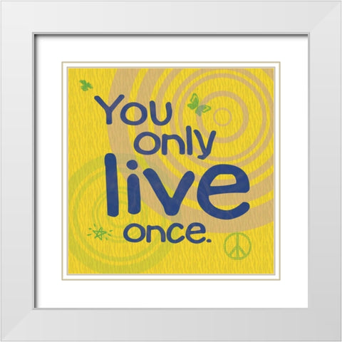 YOLO Yellow White Modern Wood Framed Art Print with Double Matting by Gibbons, Lauren