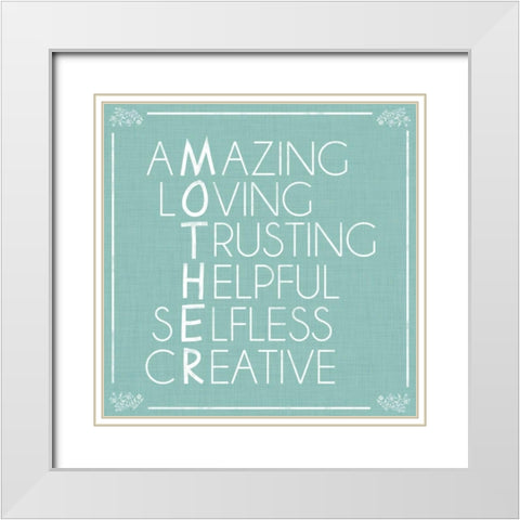 Mother Letters White Modern Wood Framed Art Print with Double Matting by Gibbons, Lauren