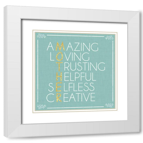 Mother Letters White Modern Wood Framed Art Print with Double Matting by Gibbons, Lauren