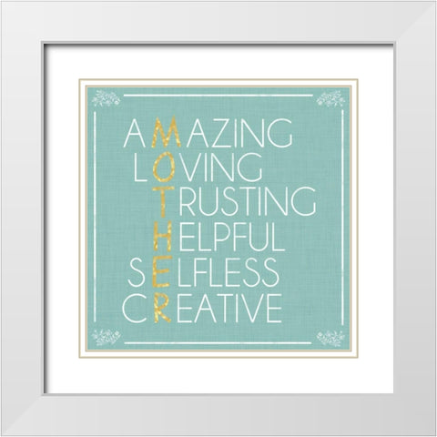 Mother Letters White Modern Wood Framed Art Print with Double Matting by Gibbons, Lauren