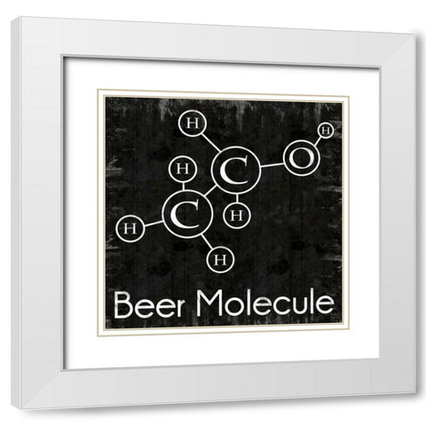 Beer Molecule White Modern Wood Framed Art Print with Double Matting by Gibbons, Lauren