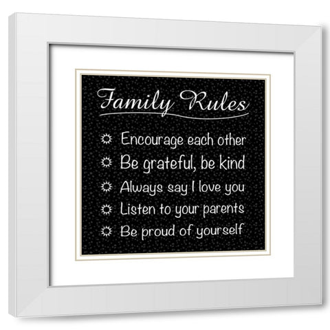 Family Rules White Modern Wood Framed Art Print with Double Matting by Gibbons, Lauren