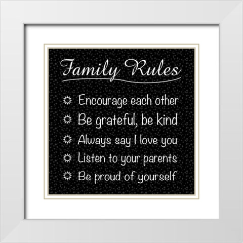 Family Rules White Modern Wood Framed Art Print with Double Matting by Gibbons, Lauren